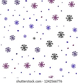 Dark Blue, Red vector seamless pattern with christmas snowflakes. Colorful decorative design in xmas style with snow. Design for textile, fabric, wallpapers.