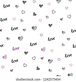 Dark Blue, Red vector seamless pattern with phrase LOVE YOU, hearts. Colorful gradient phrase LOVE YOU, hearts in abstract style. Design for textile, fabric, wallpapers.