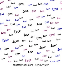 Dark Blue, Red vector seamless pattern with phrase LOVE YOU. Phrase LOVE YOU with colorful gradient in abstract style. Design for textile, fabric, wallpapers.