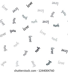 Dark Blue, Red vector seamless background with words of love. Decorative design in doodle style with text LOVE YOU. Pattern for trendy fabric, wallpapers.