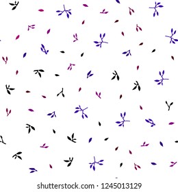 Dark Blue, Red vector seamless natural artwork with leaves. leaves on elegant natural pattern with gradient. Pattern for trendy fabric, wallpapers.
