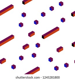 Dark Blue, Red vector seamless, isometric texture in rectangular style. Illustration with set of colorful rectangles. Pattern for design of fabric, wallpapers.