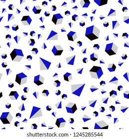 Dark Blue, Red vector seamless, isometric cover with triangles, rectangles. Decorative design in abstract style with lines, cubes. Template for business cards, websites.