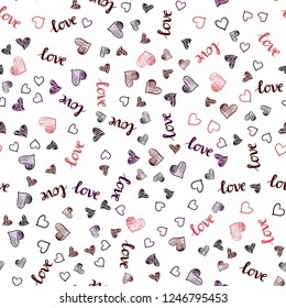 Dark Blue, Red vector seamless pattern with phrase LOVE YOU, hearts. Romantic illustration with colorful phrase LOVE YOU, hearts. Design for wallpaper, fabric makers.