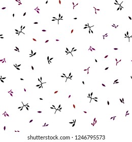 Dark Blue, Red vector seamless doodle background with leaves. Sketchy doodles with leaves on blurred background. Pattern for design of window blinds, curtains.