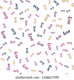 Dark Blue, Red vector seamless texture with words LOVE YOU. Illustration with phrase LOVE YOU for valentine's day. Pattern for trendy fabric, wallpapers.