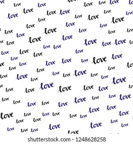 Dark Blue, Red vector seamless template with text LOVE YOU. Colorful illustration with quote LOVE YOU in celebration style. Pattern for trendy fabric, wallpapers.
