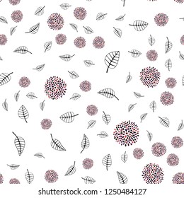 Dark Blue, Red vector seamless doodle layout with leaves, flowers. Brand new colored illustration with leaves and flowers. Pattern for design of window blinds, curtains.