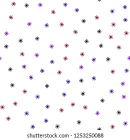 Dark Blue, Red vector seamless template with ice snowflakes. Shining colorful illustration with snow on abstract template. Design for wallpaper, fabric makers.