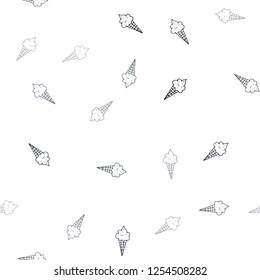 Dark Blue, Red vector seamless background with ice-cream cones. Glitter abstract sketch with ice-cream cones. Doodle design for your business advert of cafes.