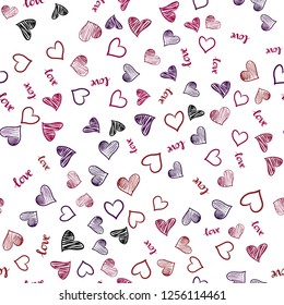 Dark Blue, Red vector seamless cover with quote LOVE YOU, hearts. Colorful gradient phrase LOVE YOU, hearts in abstract style. Design for wallpaper, fabric makers.