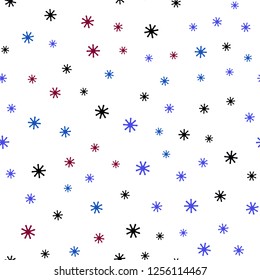 Dark Blue, Red vector seamless background with xmas snowflakes. Glitter abstract illustration with crystals of ice. Template for business cards, websites.