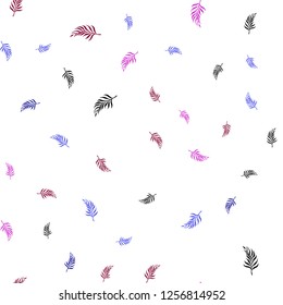 Dark Blue, Red vector seamless natural artwork with leaves. New colorful illustration in doodle style with leaves. Pattern for design of fabric, wallpapers.