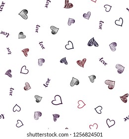 Dark Blue, Red vector seamless cover with quote LOVE YOU, hearts. Romantic illustration with colorful phrase LOVE YOU, hearts. Texture for window blinds, curtains.