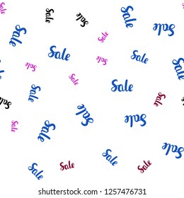 Dark Blue, Red vector seamless layout with discount words. Abstract illustration with colorful gradient symbols of sales. Pattern for ads, posters, banners of sales.