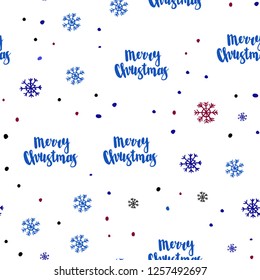 Dark Blue, Red vector seamless template with ice snowflakes. Shining colorful illustration with snow in christmas style. Pattern for design of fabric, wallpapers.