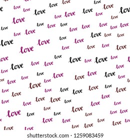 Dark Blue, Red vector seamless cover with quote LOVE YOU. Illustration with phrase LOVE YOU for valentine's day. Template for business cards, websites.