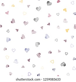 Dark Blue, Red vector seamless layout with sweet hearts. Glitter abstract illustration with colorful hearts in romantic style. Pattern can be used for valentine's ad, booklets.