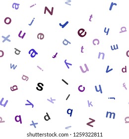 Dark Blue, Red vector seamless background with signs of alphabet. Blurred design in simple style with signs of alphabet. Design for textile, fabric, wallpapers.