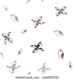 Dark Blue, Red vector seamless abstract pattern with leaves. A vague abstract illustration with leaves in doodles style. Pattern for trendy fabric, wallpapers.