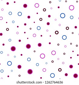 Dark Blue, Red vector seamless layout with circle shapes. Blurred bubbles on abstract background with colorful gradient. Trendy design for wallpaper, fabric makers.