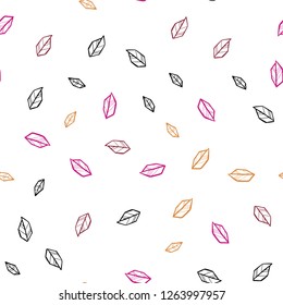 Dark Blue, Red vector seamless doodle template with leaves. Sketchy doodles with leaves on blurred background. Design for textile, fabric, wallpapers.