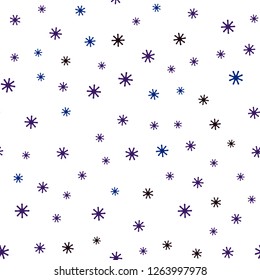 Dark Blue, Red vector seamless template with ice snowflakes. Shining colorful illustration with snow in christmas style. Texture for window blinds, curtains.
