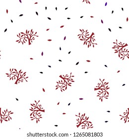 Dark Blue, Red vector seamless elegant template with leaves, branches. Glitter abstract illustration with leaves and branches. Pattern for design of fabric, wallpapers.