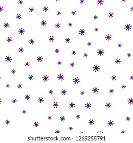 Dark Blue, Red vector seamless cover with beautiful snowflakes. Shining colorful illustration with snow in christmas style. Texture for window blinds, curtains.