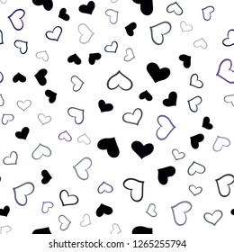 Dark Blue, Red vector seamless pattern with colorful hearts. Blurred decorative design in doodle style with hearts. Pattern for marriage gifts, congratulations.
