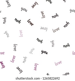 Dark Blue, Red vector seamless template with text LOVE YOU. Decorative illustration with words of love in abstract style. Template for business cards, websites.