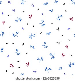 Dark Blue, Red vector seamless doodle texture with leaves. leaves on elegant natural pattern with gradient. Pattern for design of window blinds, curtains.
