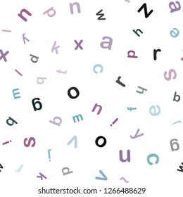 Dark Blue, Red vector seamless background with signs of alphabet. Blurred design in simple style with signs of alphabet. Design for wallpaper, fabric makers.