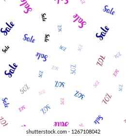 Dark Blue, Red vector seamless texture with selling prices 30, 50, 70 %. Colorful set of  percentage signs in simple style. Pattern for ads, posters, banners of sales.