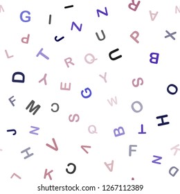 Dark Blue, Red vector seamless pattern with ABC symbols. Abstract illustration with colored latin alphabet. Design for textile, fabric, wallpapers.