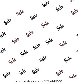 Dark Blue, Red vector seamless background with words of sales. Colorful set of  percentage signs in simple style. Pattern for ads, posters, banners of sales.
