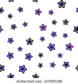 Dark Blue, Red vector seamless template with sky stars. Blurred decorative design in simple style with stars. Design for textile, fabric, wallpapers.