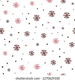 Dark Blue, Red vector seamless background with xmas snowflakes. Shining colorful illustration with snow on abstract template. Trendy design for wallpaper, fabric makers.