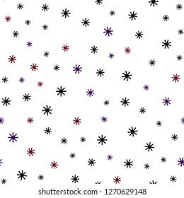 Dark Blue, Red vector seamless pattern with christmas snowflakes. Shining colorful illustration with snow on abstract template. Design for textile, fabric, wallpapers.