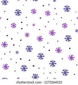 Dark Blue, Red vector seamless background with xmas snowflakes. Glitter abstract illustration with crystals of ice. Pattern for design of window blinds, curtains.
