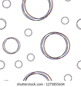 Dark Blue, Red vector seamless texture with disks. Illustration with set of shining colorful abstract circles. Pattern for trendy fabric, wallpapers.