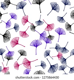 Dark Blue, Red vector seamless doodle pattern with leaves. leaves on blurred abstract background with gradient. Design for wallpaper, fabric makers.