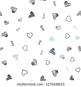 Dark Blue, Red vector seamless backdrop with phrase LOVE YOU, hearts. Colorful illustration with quote LOVE YOU, hearts. Texture for window blinds, curtains.