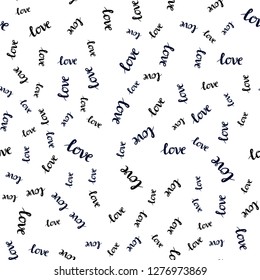 Dark Blue, Red vector seamless background with words of love. Decorative design in doodle style with text LOVE YOU. Design for wallpaper, fabric makers.