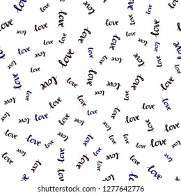 Dark Blue, Red vector seamless backdrop with phrase LOVE YOU. Decorative design in doodle style with text LOVE YOU. Design for wallpaper, fabric makers.