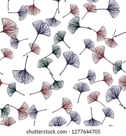 Dark Blue, Red vector seamless doodle pattern with leaves. Blurred decorative design in Indian style with leaves. Pattern for trendy fabric, wallpapers.