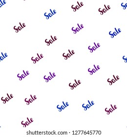 Dark Blue, Red vector seamless pattern with sale signs. Abstract illustration with colorful gradient symbols of sales. Template for season sales, shopping ads.