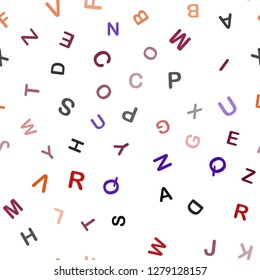 Dark Blue, Red vector seamless texture with ABC characters. Shining illustration with ABC symbols on abstract template. Texture for window blinds, curtains.