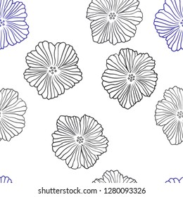 Dark Blue, Red vector seamless natural pattern with flowers. Colorful illustration in doodle style with flowers. Pattern for design of fabric, wallpapers.