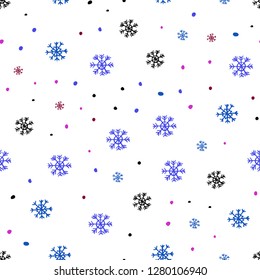 Dark Blue, Red vector seamless background with xmas snowflakes. Colorful snowflakes with gradient on abstract background. Design for textile, fabric, wallpapers.